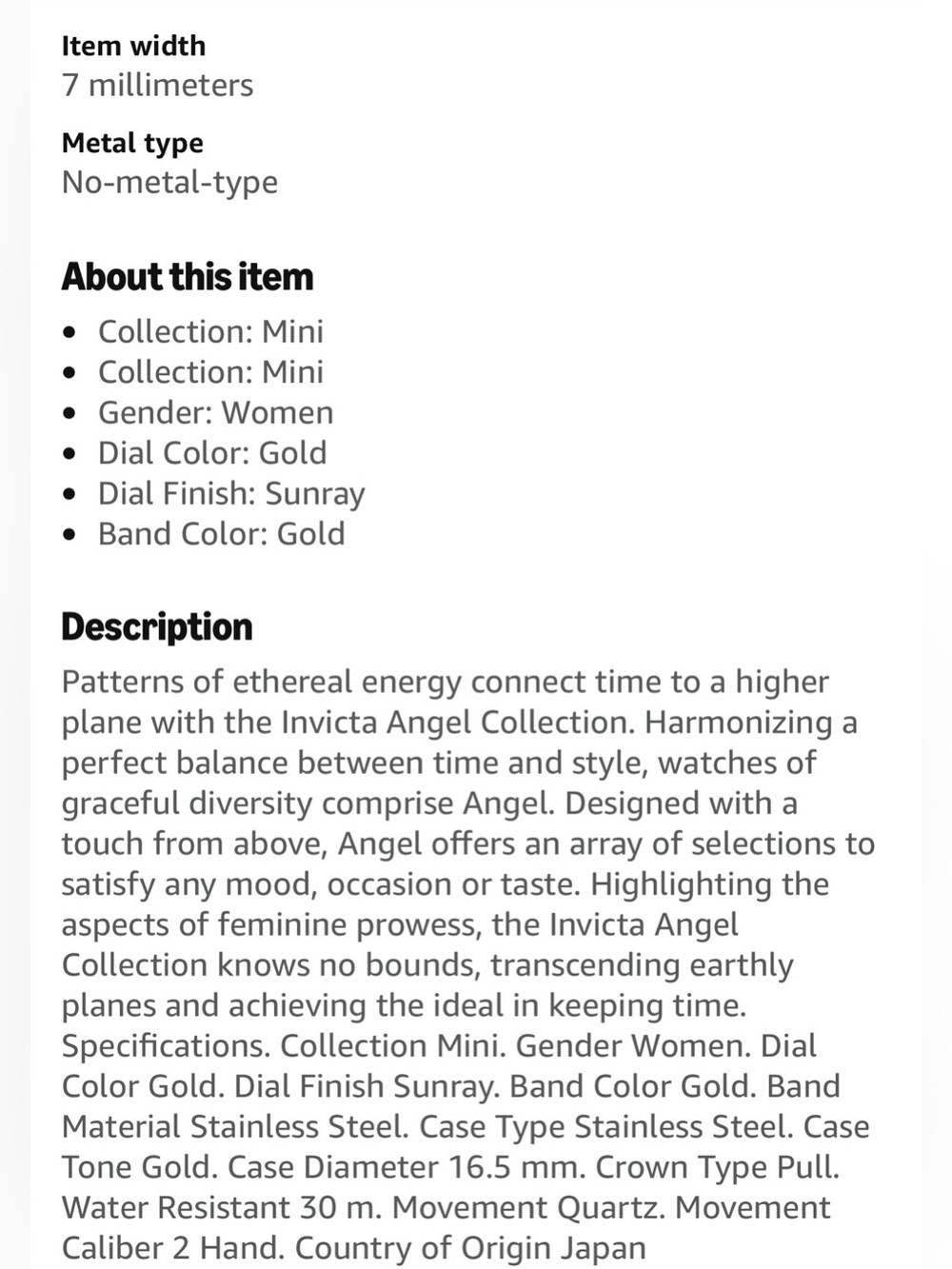 Invicta Gold Crystal Bezel RING Watch - Picture 5 of 5